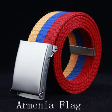

Free Shipping 2018 New Styles Men's Canvas Red Orange Blue Armenia Flag Striped Belt For Man