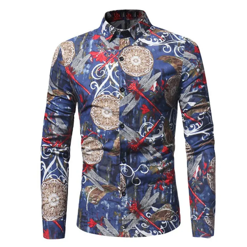 Aliexpress.com : Buy 2018 New Fashion Gray dragonfly printed shirt Men ...