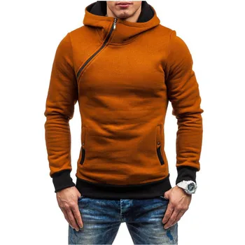 

2019 Sell like hot cakes Europe and the United States men's new winter hooded fleece collar men inclined zipper hooded fleece