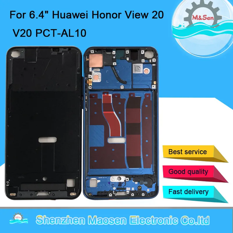 

Original M&Sen For 6.4" Huawei Honor View 20 V20 PCT-AL10 Front Bezel Frame Housing Middle Frame Bezel Chassis With Side Keys
