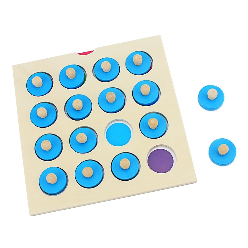 Kids Wooden Puzzle Toy Memory Match Chess Game Blue Memory Chess Children Early Educational Family Party Table Game for Children 3