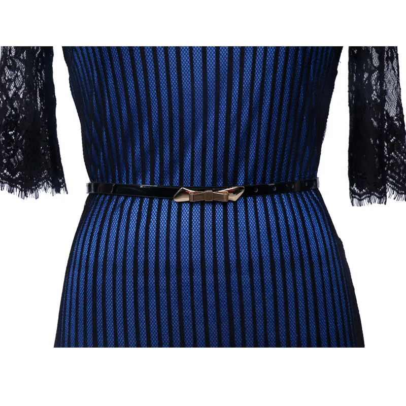 FEIBUSHI женское летнее синее кружевное платье для вечеринок Элегантное прямое повседневное белое платье с поясом и рукавом до локтя
