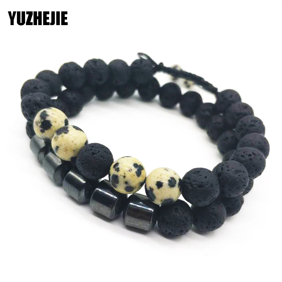 Lava Stone Bead регулируемый браслет для мужчин 8 мм тибетский Будда мала Йога