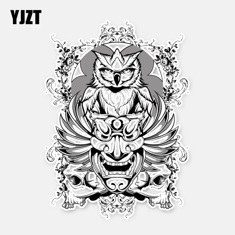 Yjzt 9 2cm 12 5cm Personality Owl Skull Head Motorcycle Car
