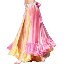 Новинка, двухцветная Женская одежда для танца живота, длинная юбка макси с разрезом по бокам, юбки для танца живота для девочек(без пояса