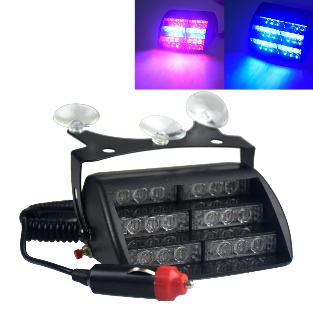 

18 LED Red/Blue Car Police Strobe Flash Light Three layers Strobe light Dash Emergency Warning 3 Flashing Fog Lights 2 Style