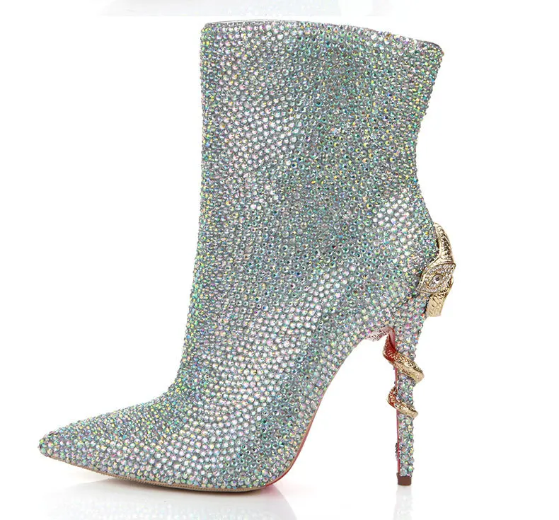 rhinestone high heel boots