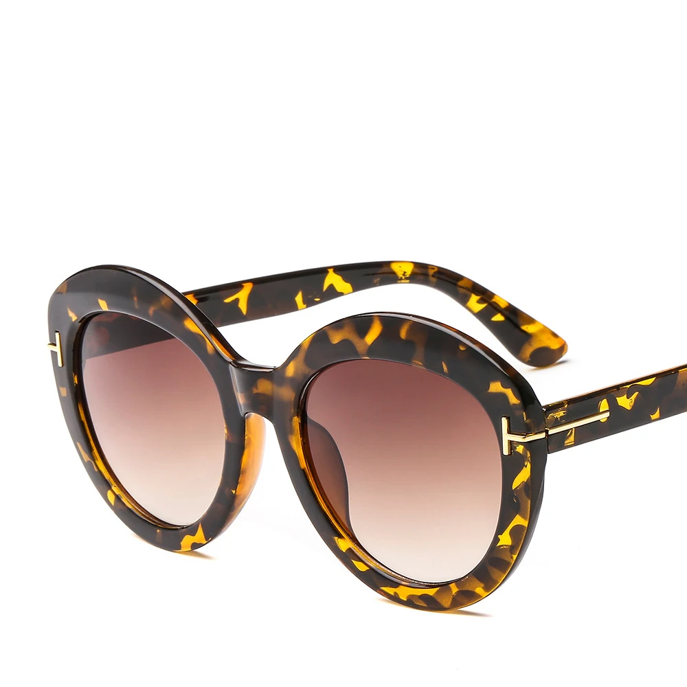 Новые модные круглые женские солнцезащитные очки, брендовые градиентные цветные оправы с T, уникальные женские и мужские очки Oculos de sol UV400 - Цвет линз: 7