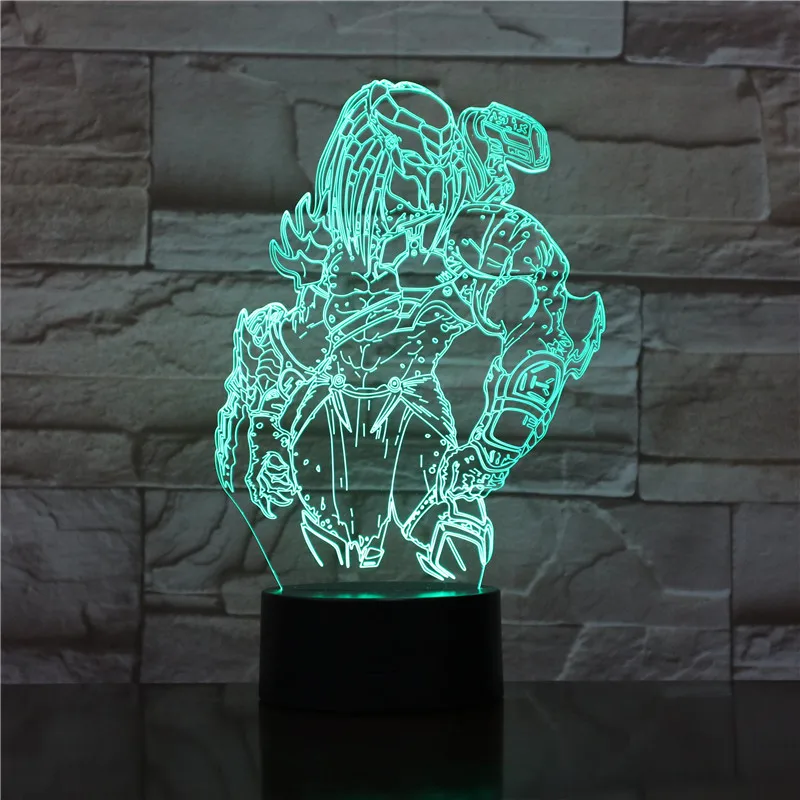3D светодиодный светильник Predator, изменяющий Ночной свет, визуальная иллюзия, 7 цветов, изменяющий светодиодный светильник Alien vs Wolf Predator, настольная лампа для домашнего декора