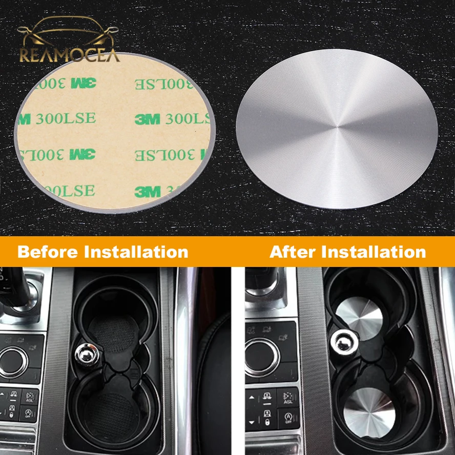 

Reamocea 2Pcs Silver Metal Car Water Cup Holder Cover Mat Trim Decoration For Land Rover Range Rover Sport Vogue Discovery 4 5