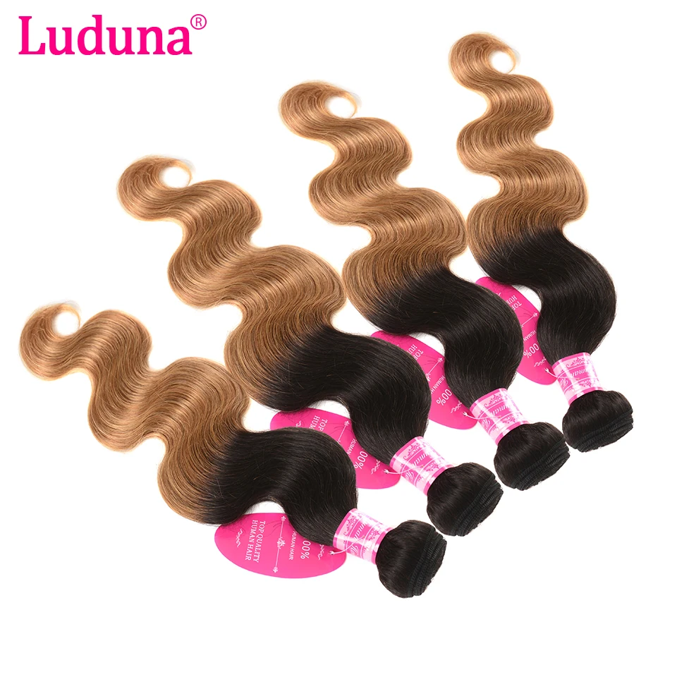Ombre 3 Bundles Brazilian Body Wave Human Hair Weave Bundles Two Tone 1B 27 Black Blonde Non Remy Hair Extensions Luduna Hair Ombre 3 Bundles Brazilian Body Wave Human Hair Weave Bundles Two Tone 1B 27 Black Blonde Non Remy Hair Extensions Luduna Hair