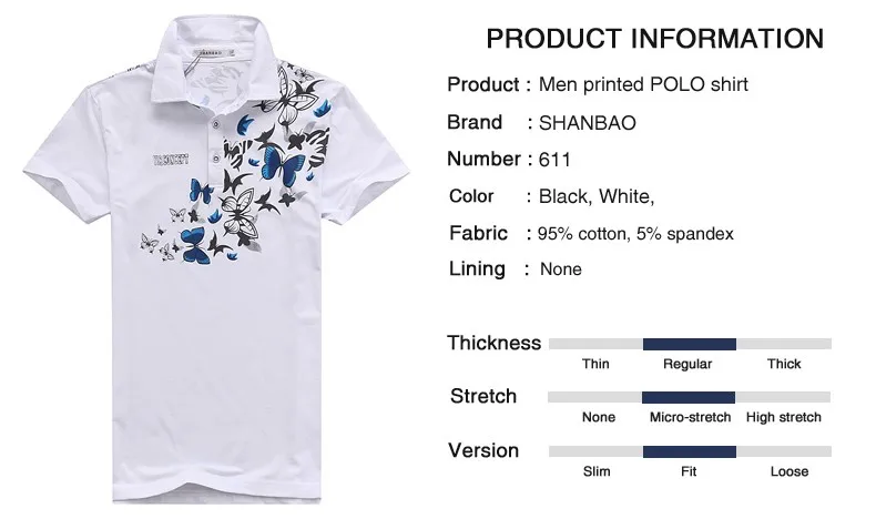 Shan Bao повседневная одежда брендовая Высококачественная хлопковая летняя новая мужская рубашка поло с отворотом Большой размер белый черный 5XL 6XL