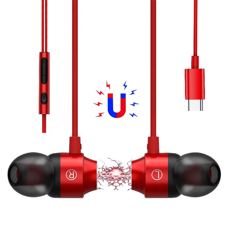 

Unique Design Type C USB-C In-Ear sport Earphone Headset Earbuds Wth Wire-controlled Mic 2019 NEW Fashion