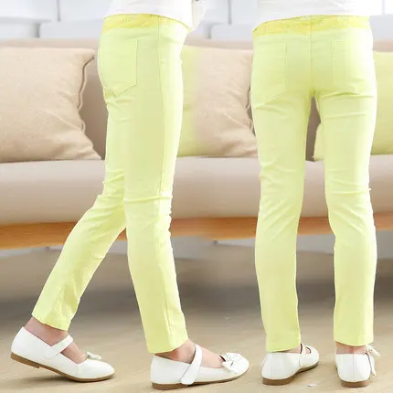 Г. Весенняя детская одежда, Штаны яркие цветные колготки для девочек детские брюки-карандаш - Цвет: Light Yellow