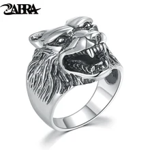 ZABRA Luxury Solid 925 Sterling Silver Punk Roar Woft Ring For Men Vintage Steampunk Retro Domineering Rings Biker Male Jewelry