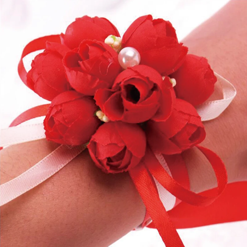 Beauty Girl Bridesmaid Bridal Wedding Prom Wrist Corsage Flower Bracelet Decorative Accessories Bride jewelry (9)