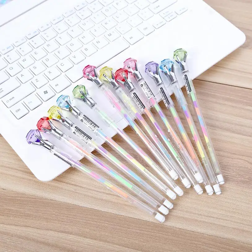 

60Pcs/Lot Colorful Crystal Diamond Gel Pen Kawaii Pen 0.8mm Ink Pen Korean Stationery material escolar School Supplies Kids Gift