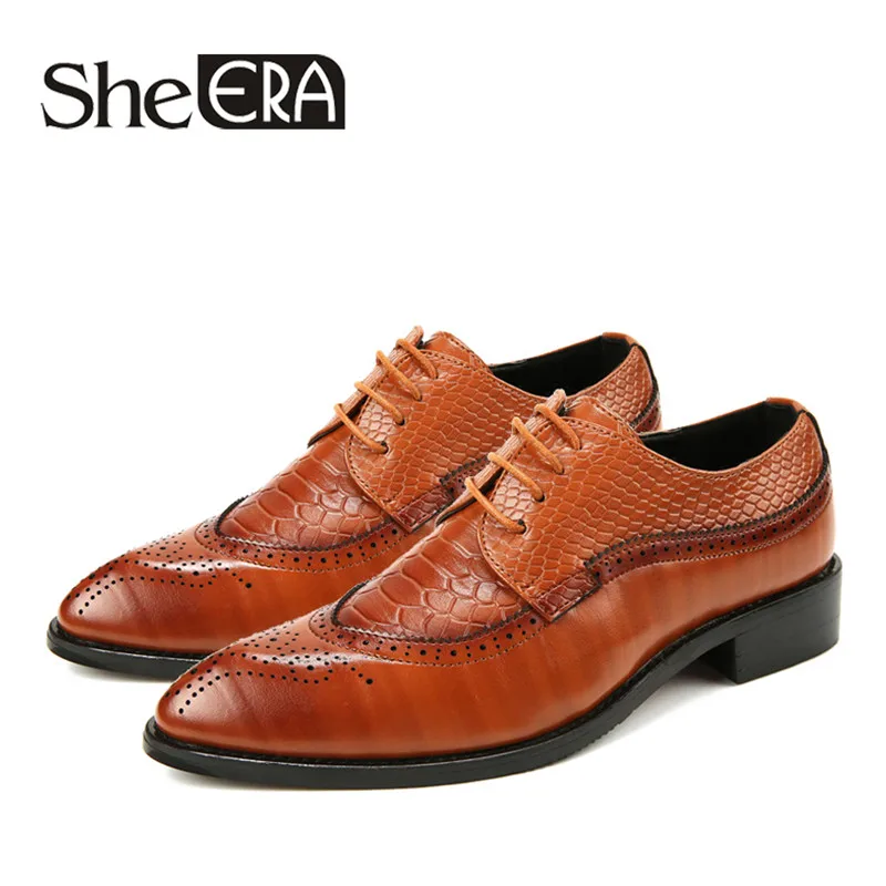 

38-48 Fashion Leather shoes Men Dress Shoe Pointed Oxfords Shoes For Men Lace Up Designer Luxury Men Formal Shoes 2018