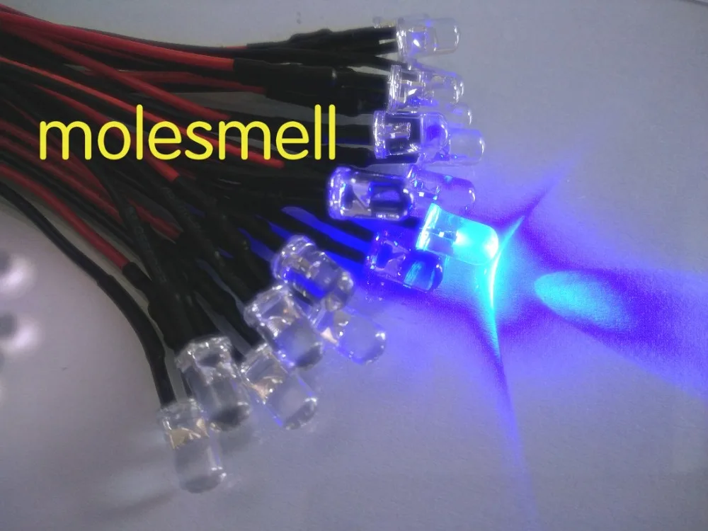 led lâmpada conjunto de luz pré-wired 5mm 5v dc com fio azul led