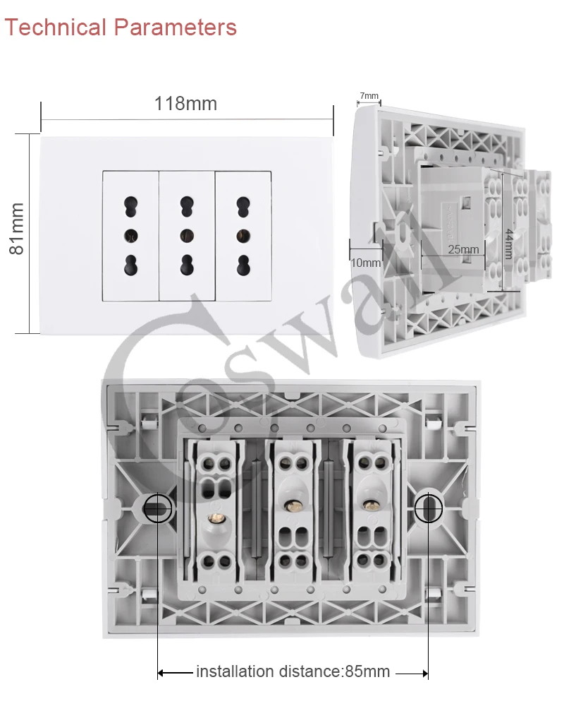 Coswall, настенная розетка, 3 способа, итальянская/Чили, электрическая розетка 118 мм* 80 мм, AC 100~ 250 В