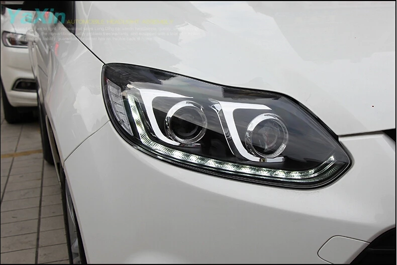 Автомобильный стильный светодиодный головной фонарь для Ford Focus 3 светодиодный фары 2012- cob сигнальный светодиодный drl HID комплект Биксеноновые линзы ближнего света