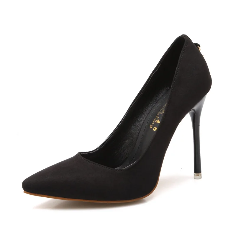 Fashion Women Shoes New Sexy D Buckle Suede Single Shoes Pointed High Heels Female Professional Wedding Shoes High Heel Shoes