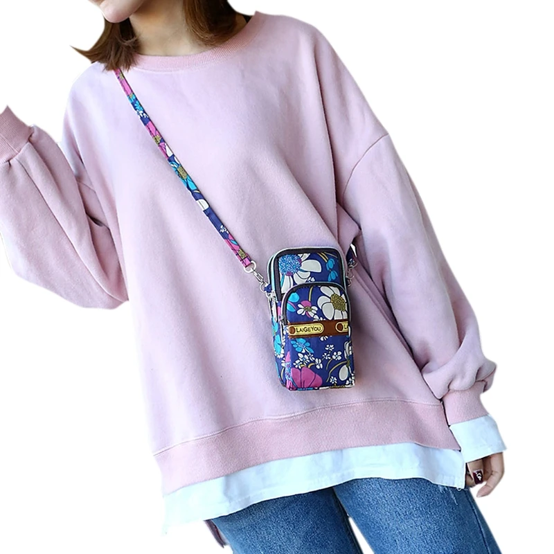 النساء الأزهار الحقيبة حالة حزام يد محفظة محفظة الهاتف المحمول حقيبة كتف Crossbody