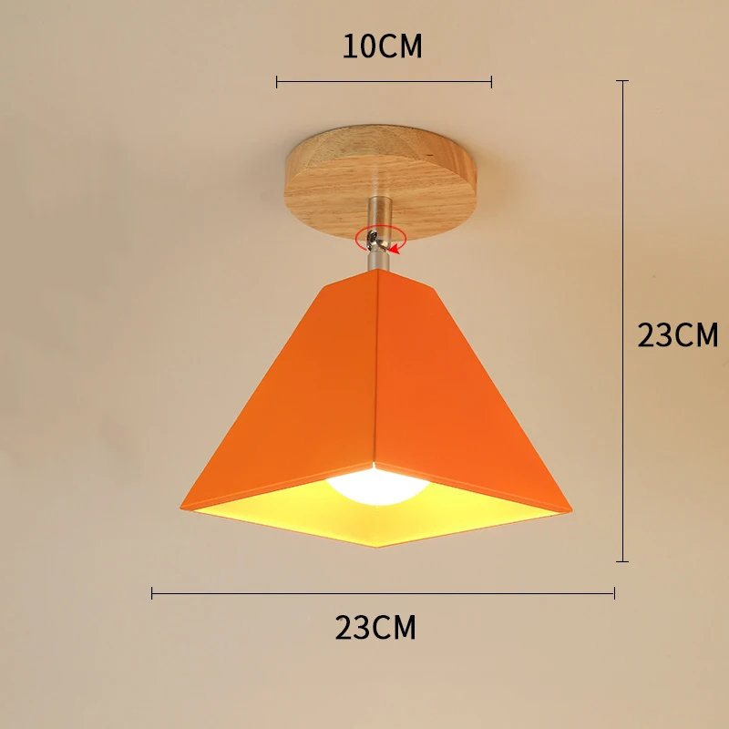 Современный светодиодный потолочный светильник в скандинавском стиле, подвесной светильник, деревянный потолочный светильник для гостиной, фойе, лофт, коридор, крыльцо, домашние фонари - Цвет корпуса: E-Orange