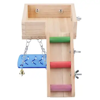 

Cute Wooden Pets Hamster House Winter To Keep warm Small Animal Squirrel Mouse Ladder Attic Swing Cage Toy