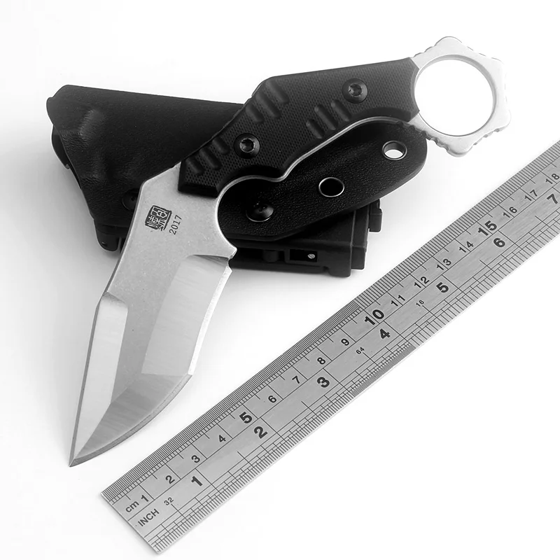 Нож KKWOLF karambit с фиксированным лезвием, высокопрочный охотничий нож из AUS-8 стали, черный, G10, EDC, походные тактические инструменты для выживания