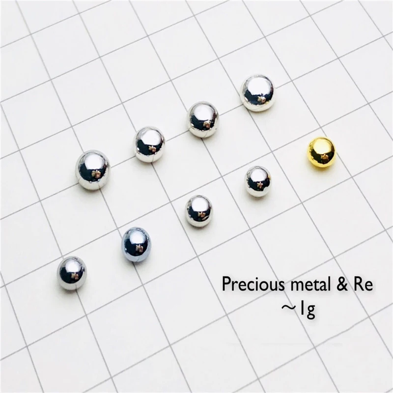 

Element 1g of each Solid Ruthenium Rhodium Palladium Silver Osmium Iridium Platinum Gold Rhenium Metal