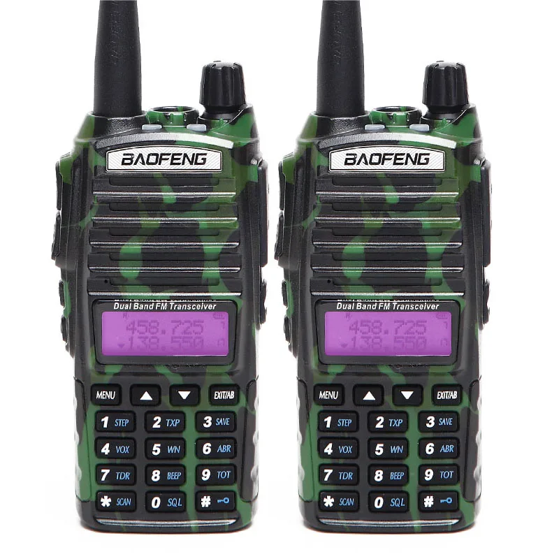 2 шт. Baofeng UV-82 плюс 8 Вт Высокая мощность Двухдиапазонная рация VHF/UHF 10 км дальность UV82 двухстороннее Любительское портативное радио - Цвет: 2pcs camo