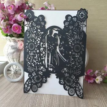 

50psc/lot Romantic Wedding Party Invitation Card cover marriage Invite Card business greeting card best wishes blessing card