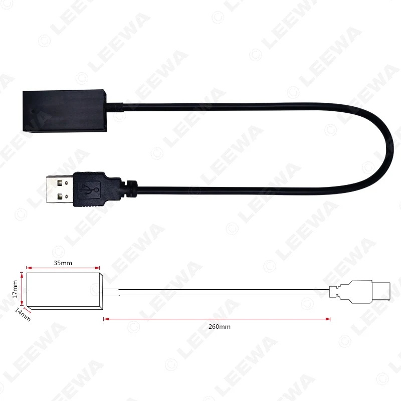 LEEWA USB AUX Удлинительный Кабель адаптер провод для MITSUBISHI Outlander/ASX/Lancer 2009 ~ далее OEM