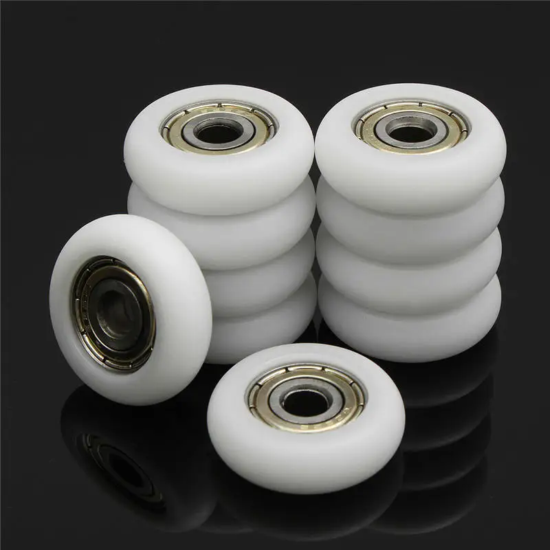 10pcs 5*23*7mm Nylon Plastic Carbon Steel Bearings Pulley Wheels Embedded Groove Ball Bearings Hot Sale