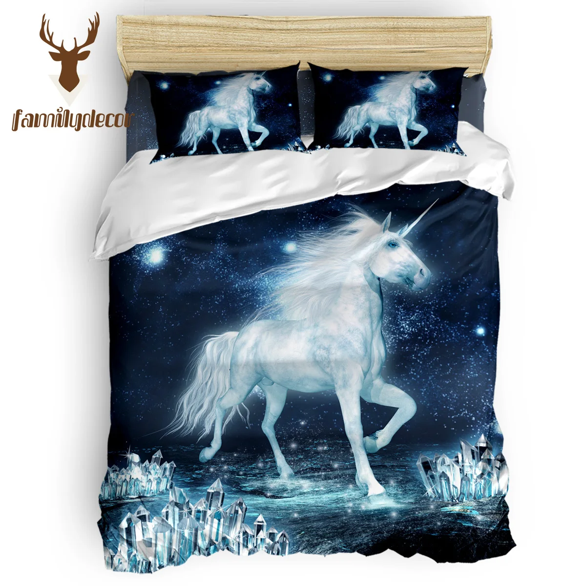 

Familydecor Ice And Snow Unicorn 4 Piece Bedding Sets 4 Pcs Bedding Sets Polyester Fabric Duvet Cover Sets All Living Room Child