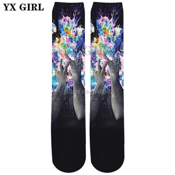 

YX GIRL Drop shipping 2018 New style Fashion Men's women's casual socks Artistic Bomb 3D Print Knee-High Socks