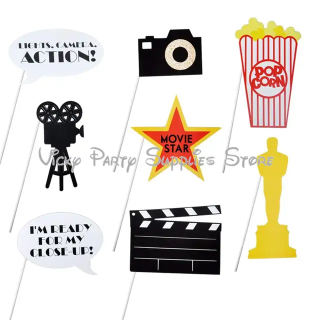33pcs Lot Movie Cinema Theme Party Photobooth Props Wedding Baby