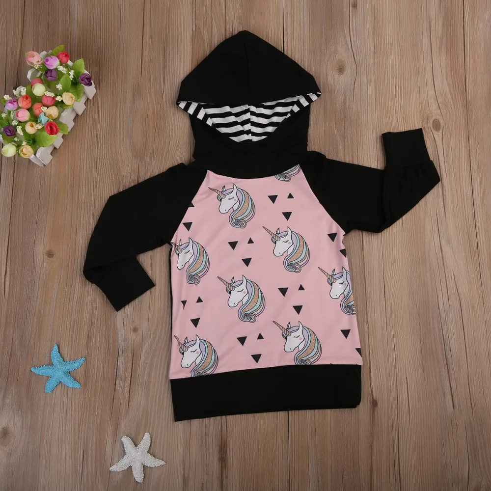 Pudcoco/зимний свитер с единорогом; детские толстовки; Верхняя одежда для детей; теплые толстовки с капюшоном для маленьких девочек; толстовки; одежда; От 1 до 5 лет