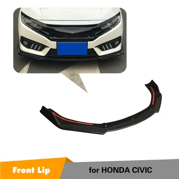 

PP Carbon Fiber Look 3PCS/SET Front Lip Spoiler Bumper Chin Apron for Honda For Civic 10th 2016 - 2018