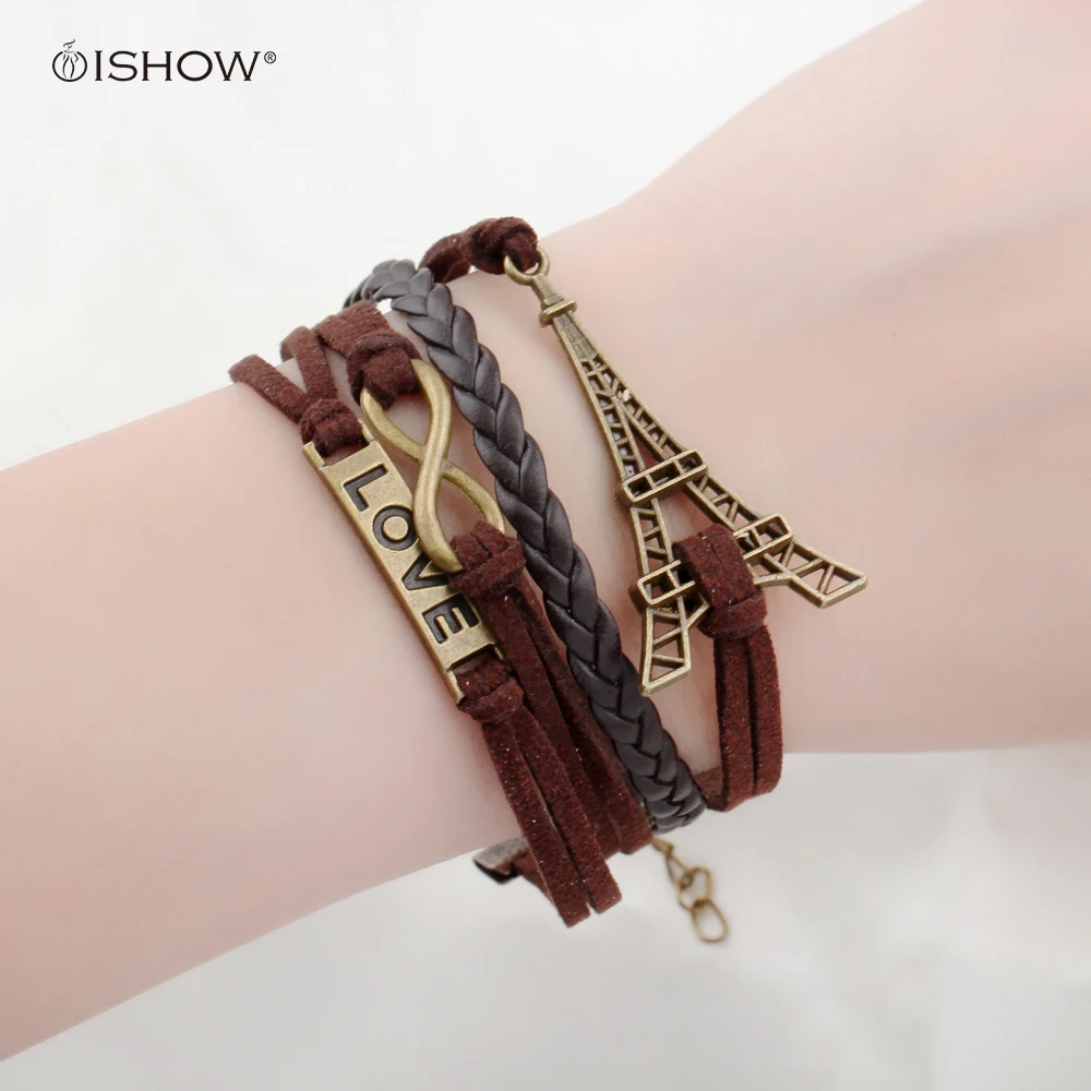 Bracelets fashion jewelry gift infinite double leather multilayer Charm