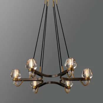 

6 Lights Chandelier in Brass / New York Design