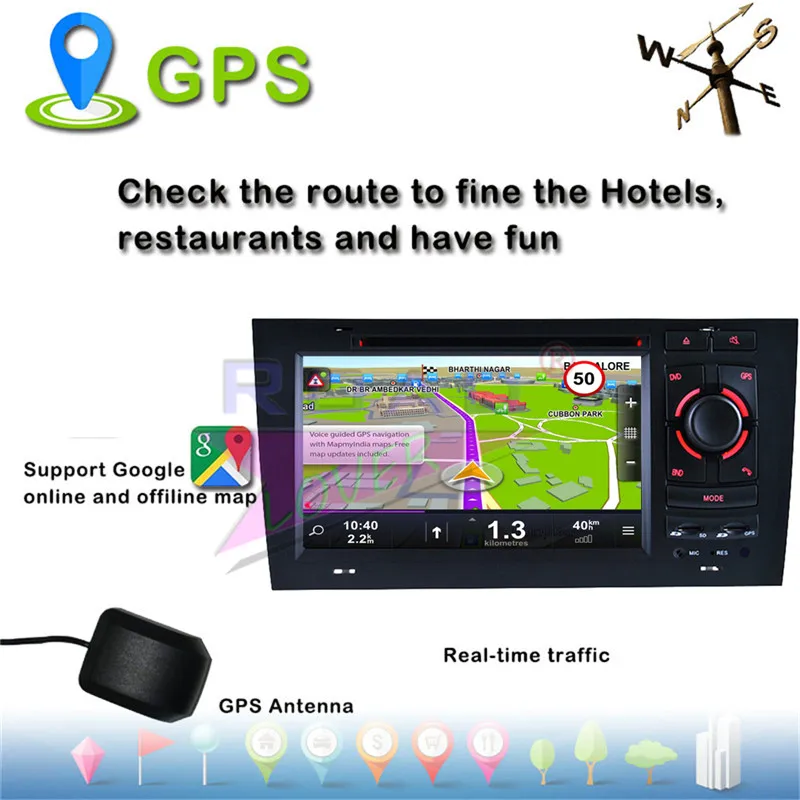 Cheap Roadlover Android 9.0 Car Media Center DVD Player For Audi A6 1997-2004 Stereo GPS Navigation Radio Automagnitol 2 Din Octa Core 3