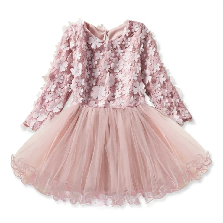 Hot Girls Clothing 2019 Spring and Autumn Dress Explosion Models Solid Color Lace Princess Trend Sweet | Детская одежда и обувь