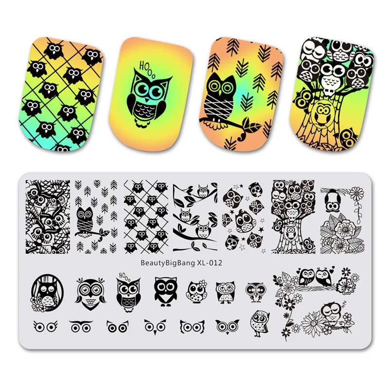 BeautyBigBang 1 шт. ногтей штамповки пластины Лето сова шаблон для ногтей пластины прямоугольник штамп для ногтей BBB XL-012