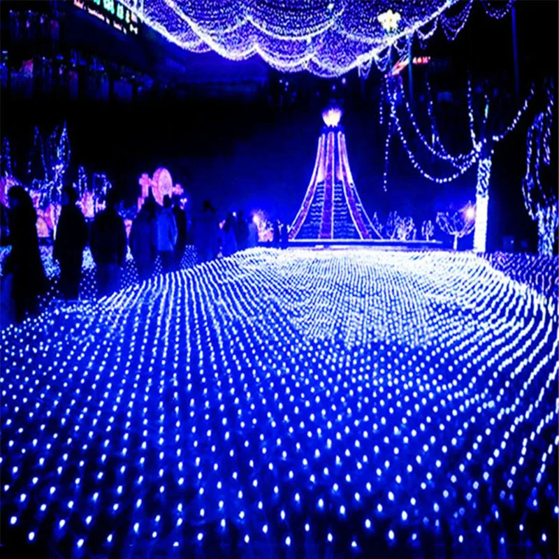 96 LEDs Fairy String Light 1.5mx1.5m Net Mesh Garland Xmas String Lamp Holiday Garden New Year Curtain Wedding Party Decor Light (15)