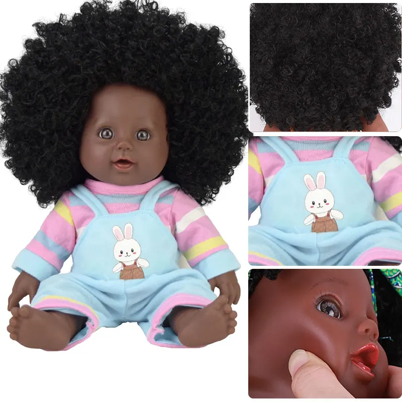 

afro hair black dolls for girls toys fashion 30cm live reborn black doll reborn real silicone poupee USA baby doll look real
