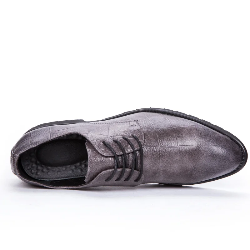 men shoe pointed toe italian formal dress leather silver ballet flats male footwear luxury brand 2017 derby oxford shoes for men (6)
