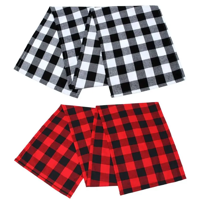 Клетчатый настольный бегун Лен современный клетчатый дизайн элегантный декор для внутренних мероприятий 13X72 дюймов - Цвет: Black White Red