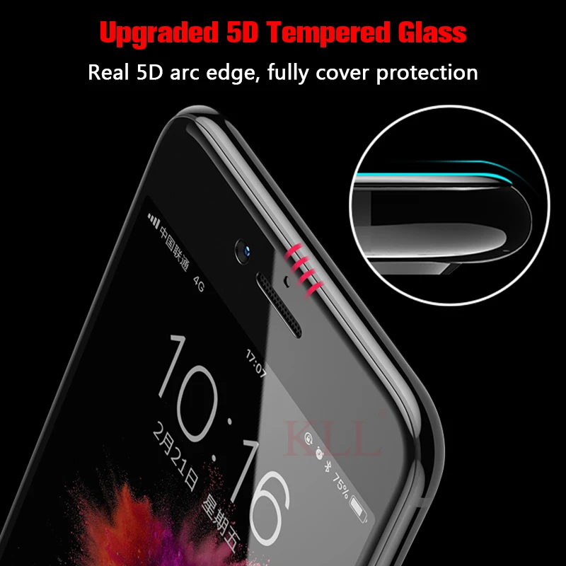 Закаленное стекло 5D с полным покрытием для iPhone 8 7 Plus (улучшенная версия 3D 4D) Защита